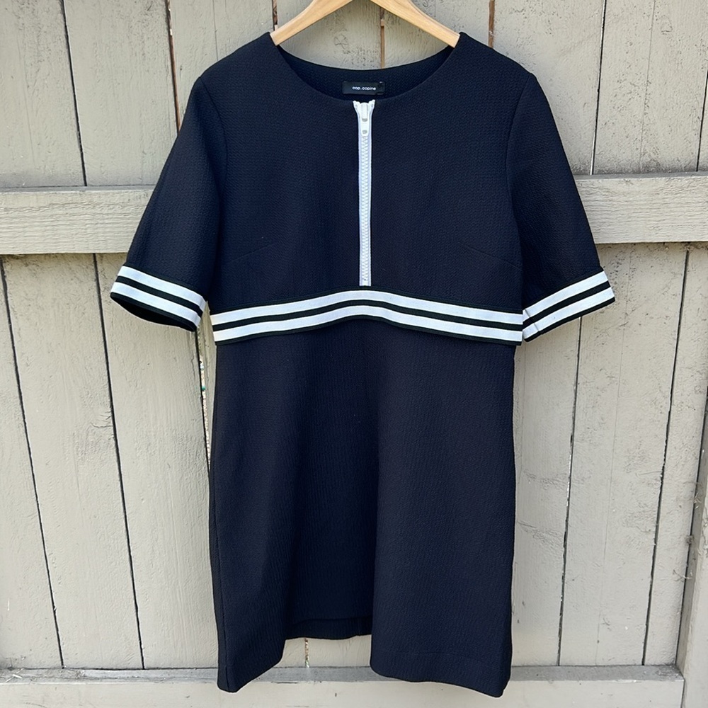 Cop.Copine Women's Pumila Short Sleeve Zip Front Mini Dress Size Eu 42